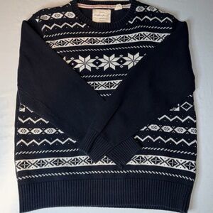 Weatherproof Vintage Fair Isle Sweater Men’s Large Navy Holiday Crewneck